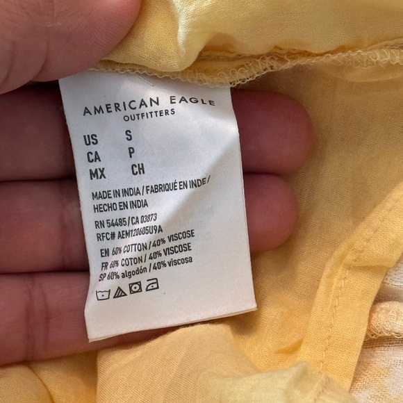 American Eagle Women's Babydoll Yellow Floral Print Mini Summer Dress - Picture 4 of 7